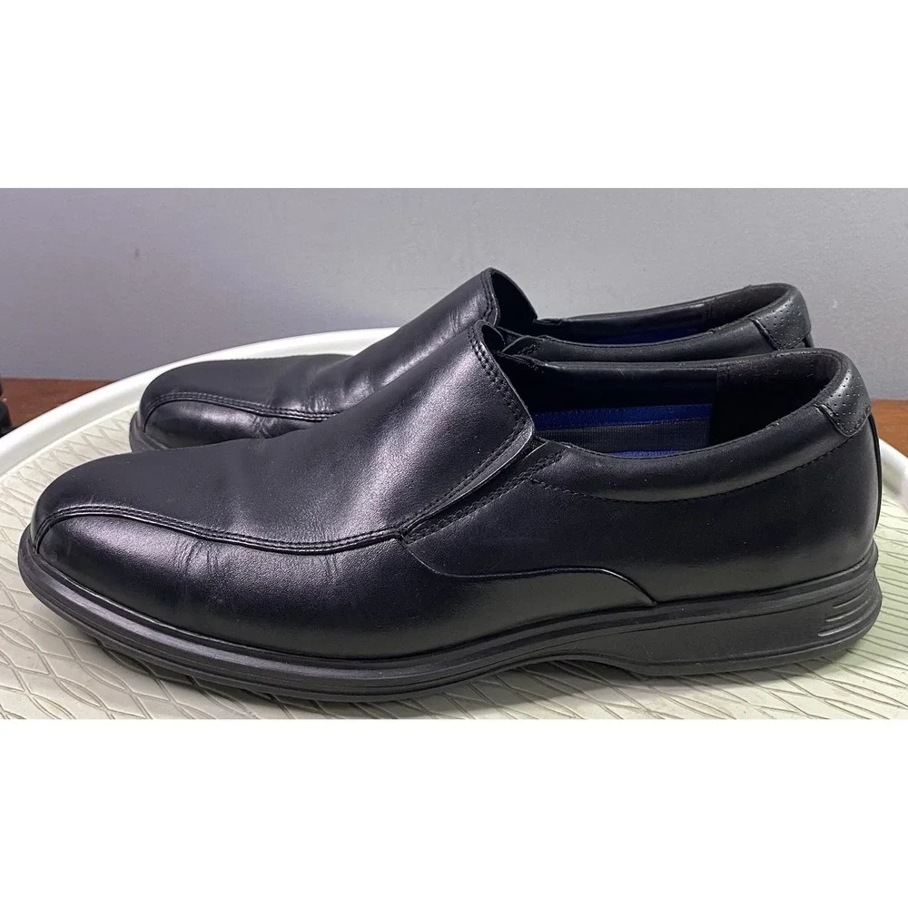 Rockport Men Leather Leader 2 Bike Toe Black Loafer Slip-On Dress Shoe ‎ Sz.11.5